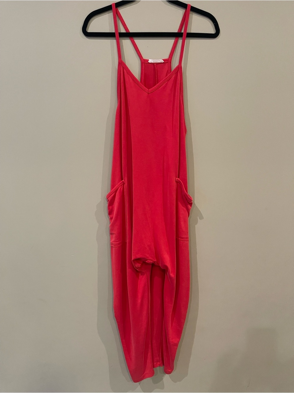 Ces Femme Hot Pink Double-Strap Relaxed Romper with Pockets
